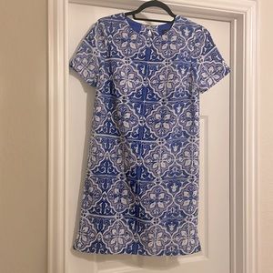 Blue and white dress